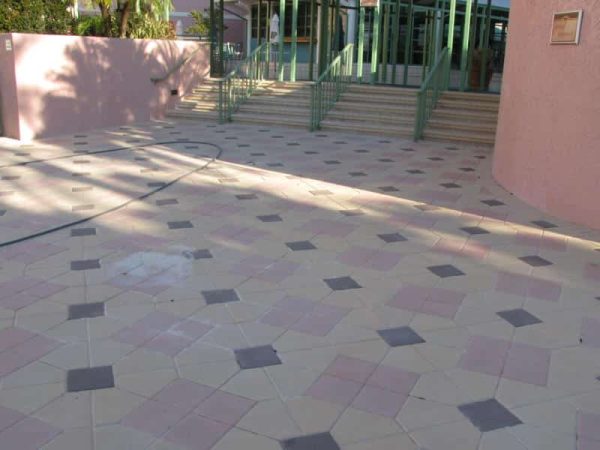 Patterned deck with diamond inlays, washed out and dull