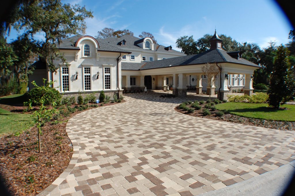 Award winning paver driveway at a large home, sealed and colour even