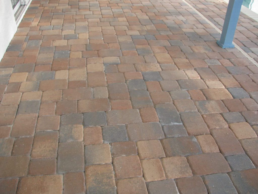 Covered paver patio, colour flat and dusty